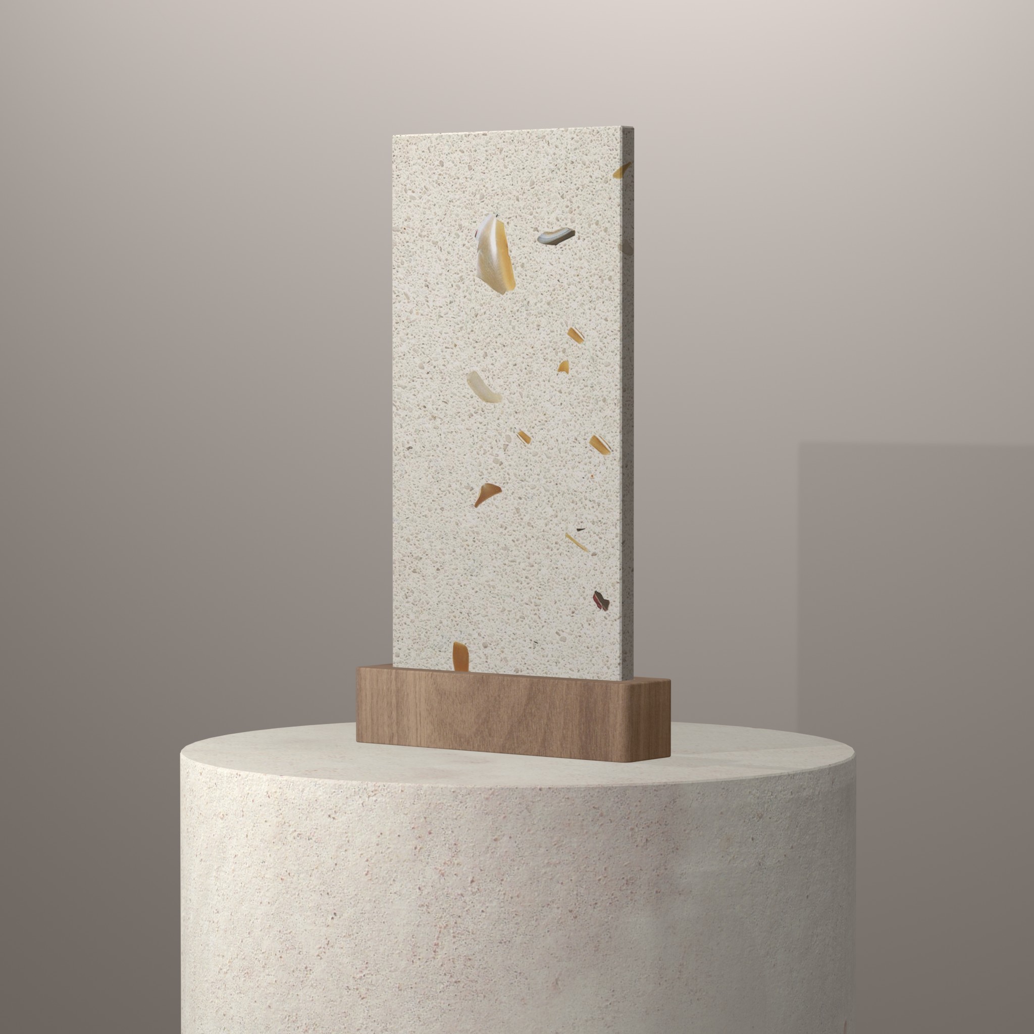 Rendu 3D du coloris Lido en Quartz Mstone sur piédestal