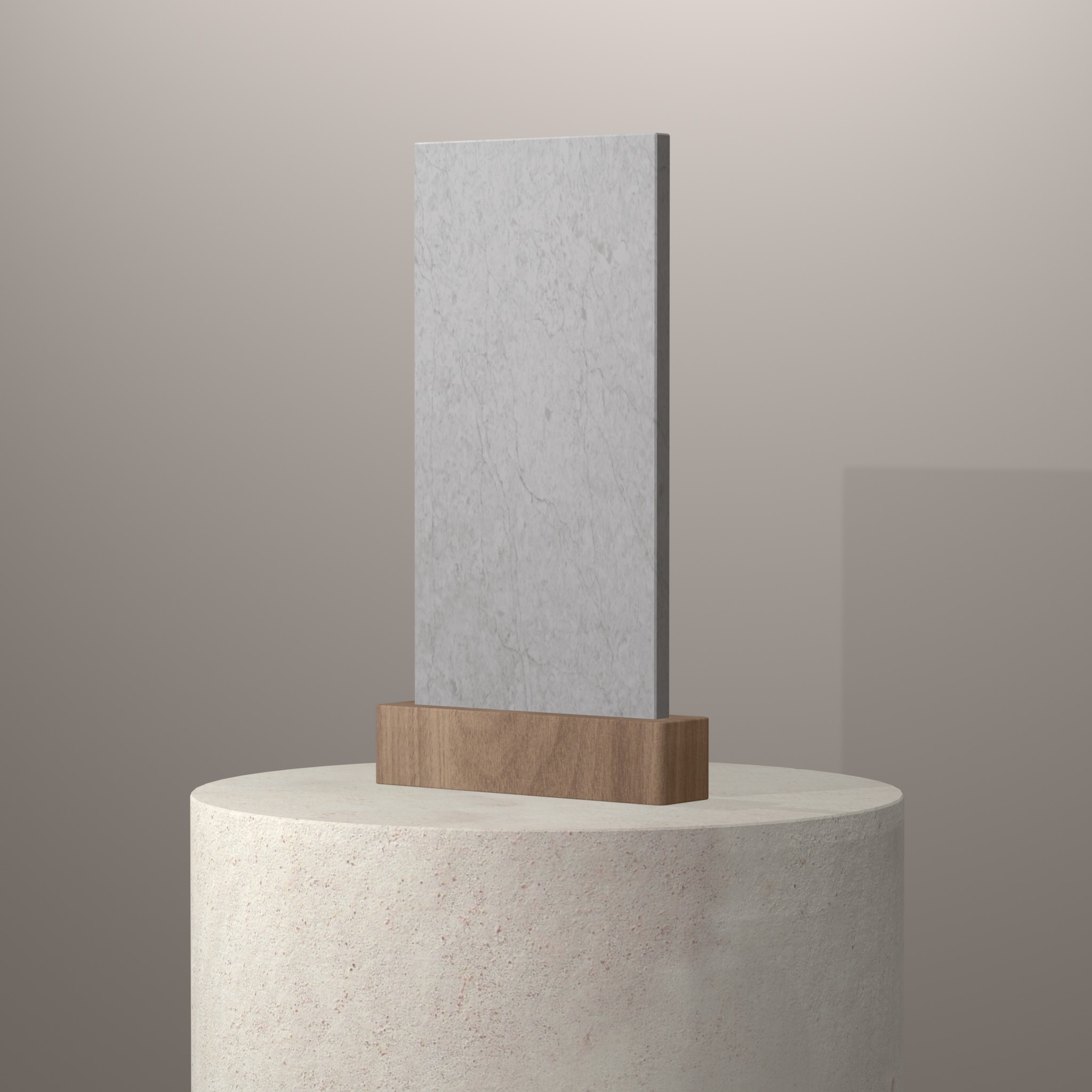 Rendu 3D du coloris Nobel White en Quartz Mstone sur piédestal