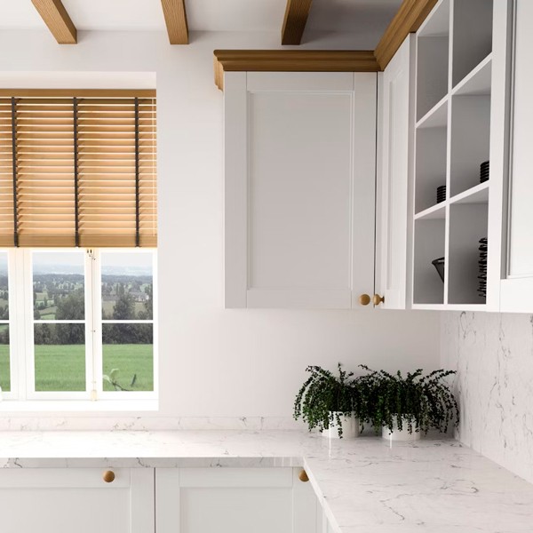 Réalisation n°6 du plan de travail White Arabesque en Quartz Mstone