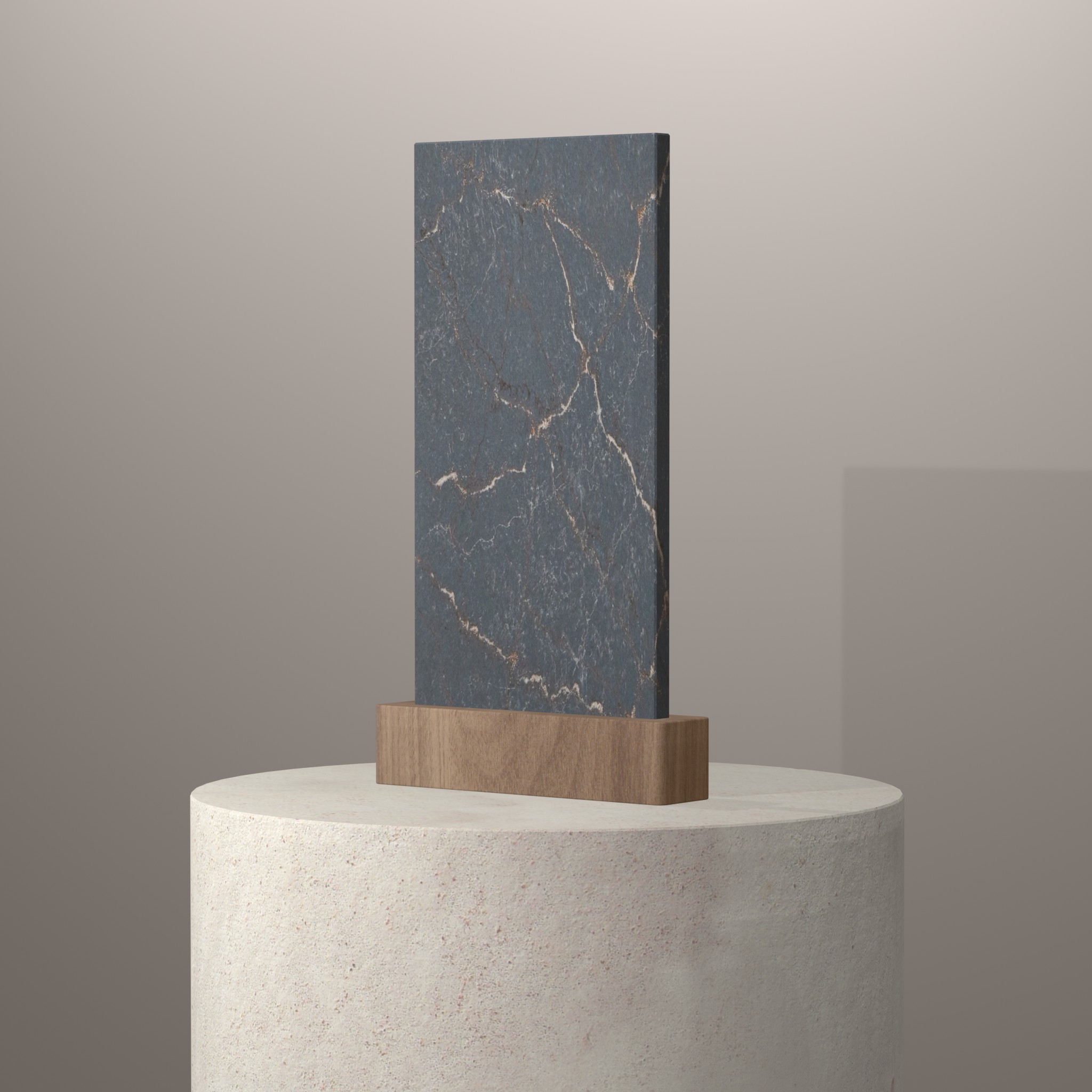 Rendu 3D du coloris Parisien Bleu en Quartz Silestone sur piédestal