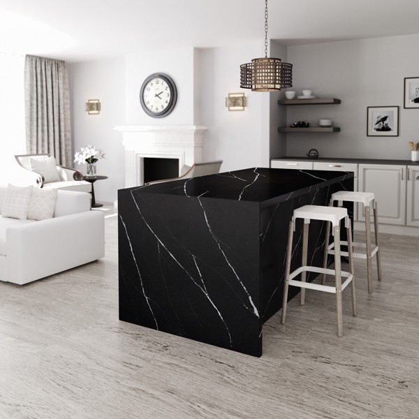 Réalisation n°3 du plan de travail Eternal Marquina en Quartz Silestone