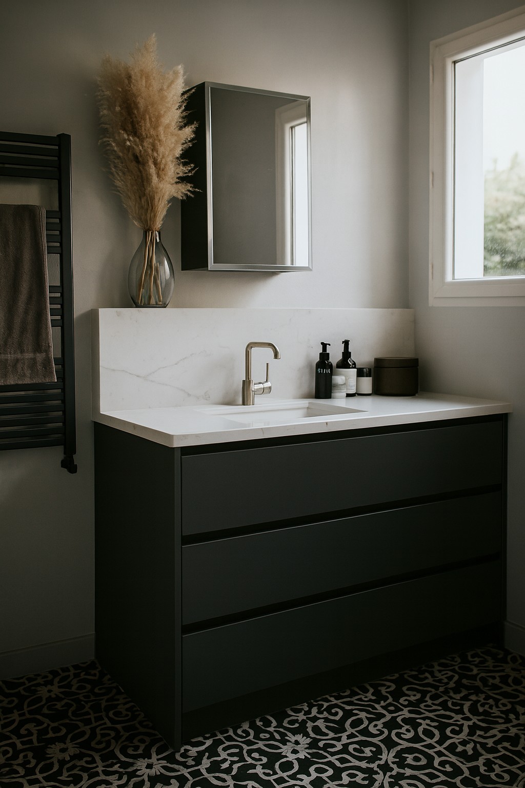Réalisation n°2 du plan de travail Eternal Statuario en Quartz Silestone