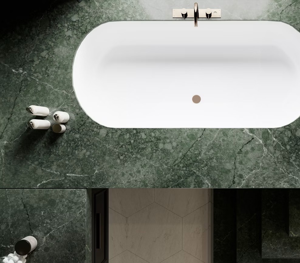 Réalisation n°3 du plan de travail Jardin Emerald en Quartz Silestone