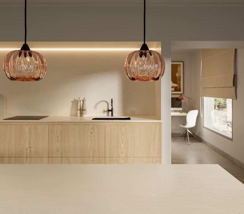 Réalisation n°1 du plan de travail Linen Cream en Quartz Silestone