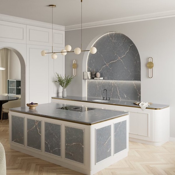 Réalisation n°2 du plan de travail Parisien Bleu en Quartz Silestone