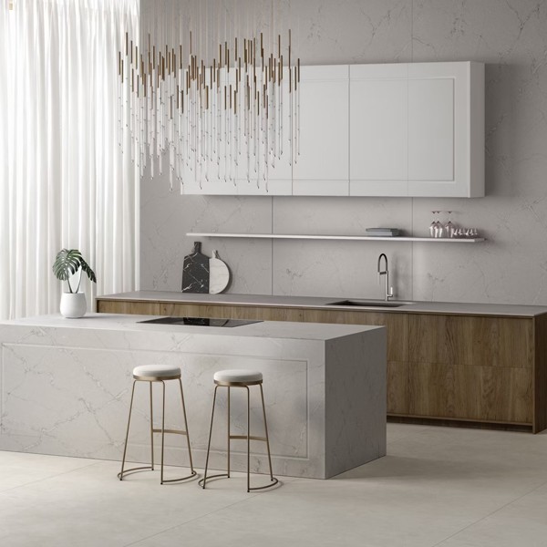 Réalisation n°1 du plan de travail Victorian Silver en Quartz Silestone
